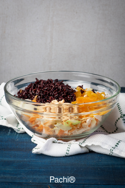 Cabbage Apricot/ raisin curry. nut side and salad